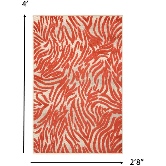 Red Zebra Pattern Indoor Outdoor Area Rug Photo 4