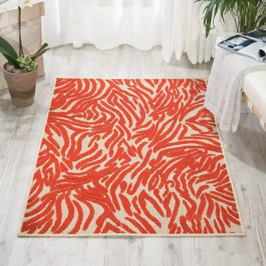 Red Zebra Pattern Indoor Outdoor Area Rug Photo 6