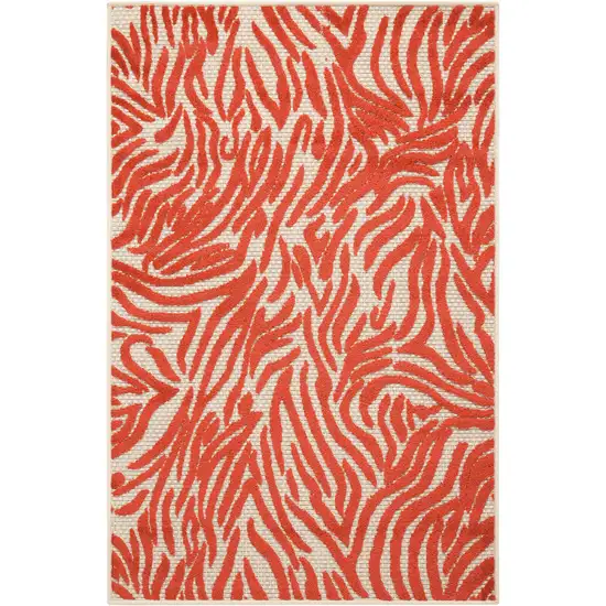 Red Zebra Pattern Indoor Outdoor Area Rug Photo 1