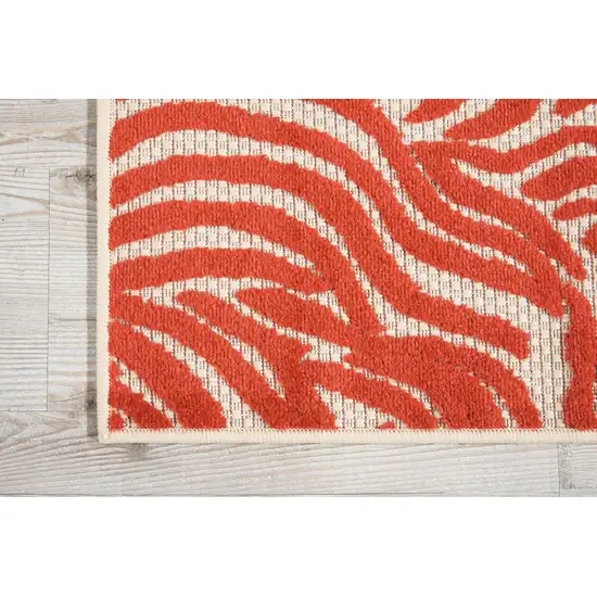 Red And Ivory Abstract Indoor Outdoor Area Rug Photo 3