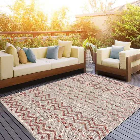 Red Zigzag Indoor Outdoor Area Rug Photo 8