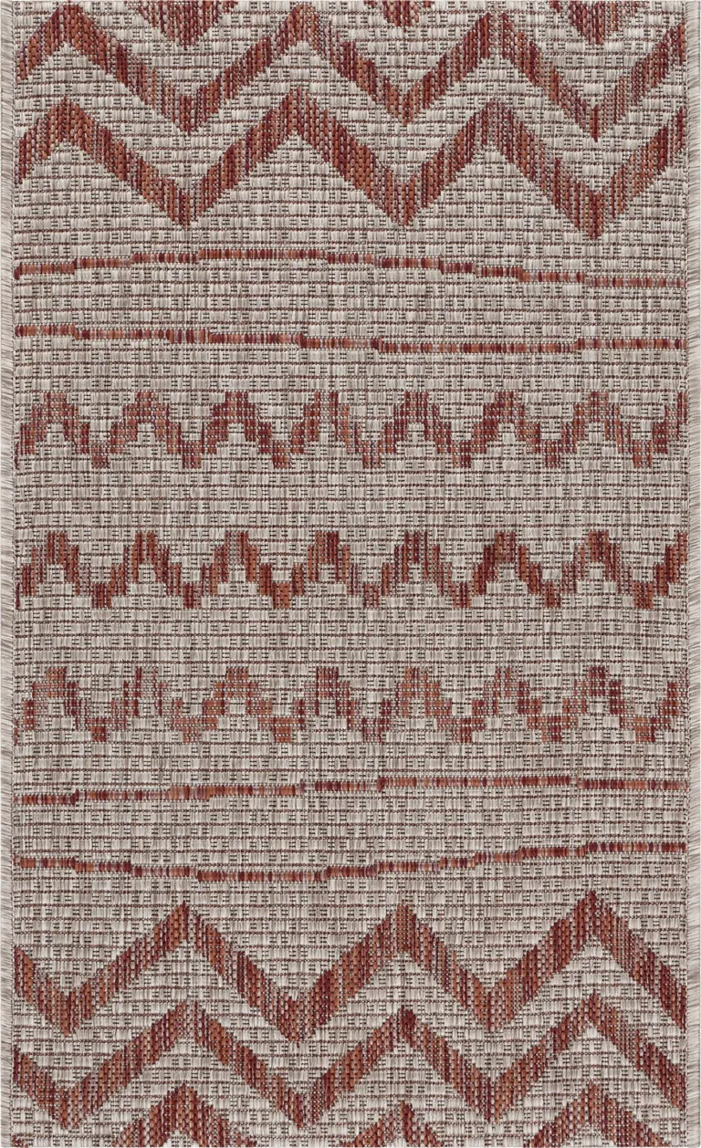 Red Zigzag Indoor Outdoor Scatter Rug Photo 1