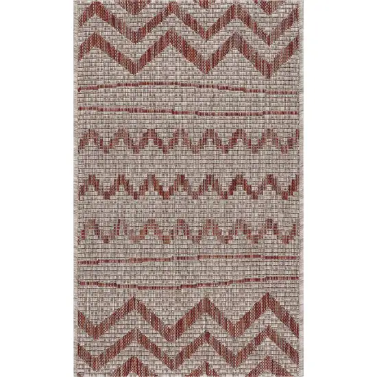 Red Zigzag Indoor Outdoor Scatter Rug Photo 1