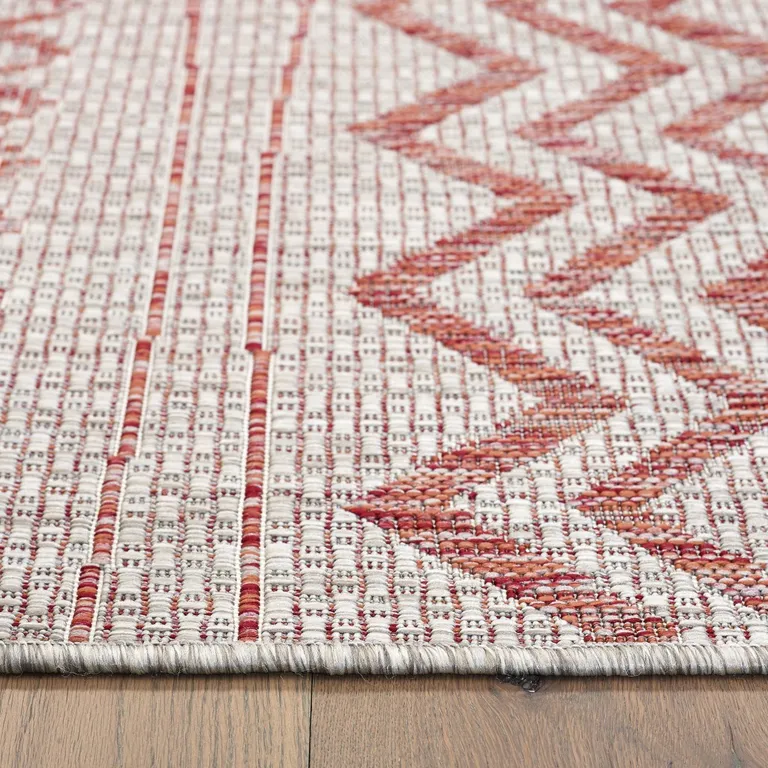 Red Zigzag Indoor Outdoor Scatter Rug Photo 4