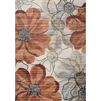 Photo of Red and Beige Floral Distressed Area Rug