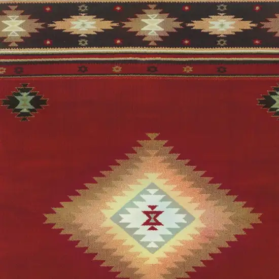 Red and Beige Ikat Pattern Area Rug Photo 4