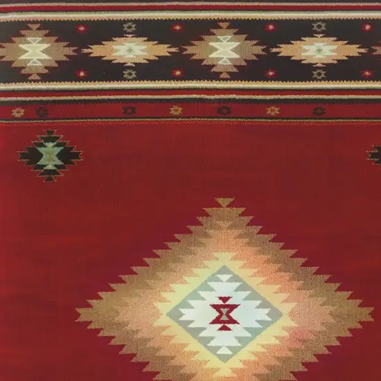 Red and Beige Ikat Pattern Area Rug Photo 4