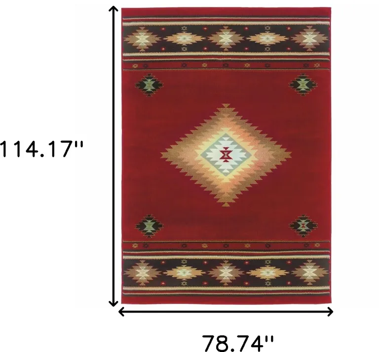 Red and Beige Ikat Pattern Area Rug Photo 3