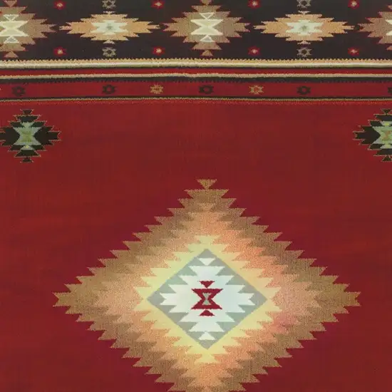 Red and Beige Ikat Pattern Area Rug Photo 4