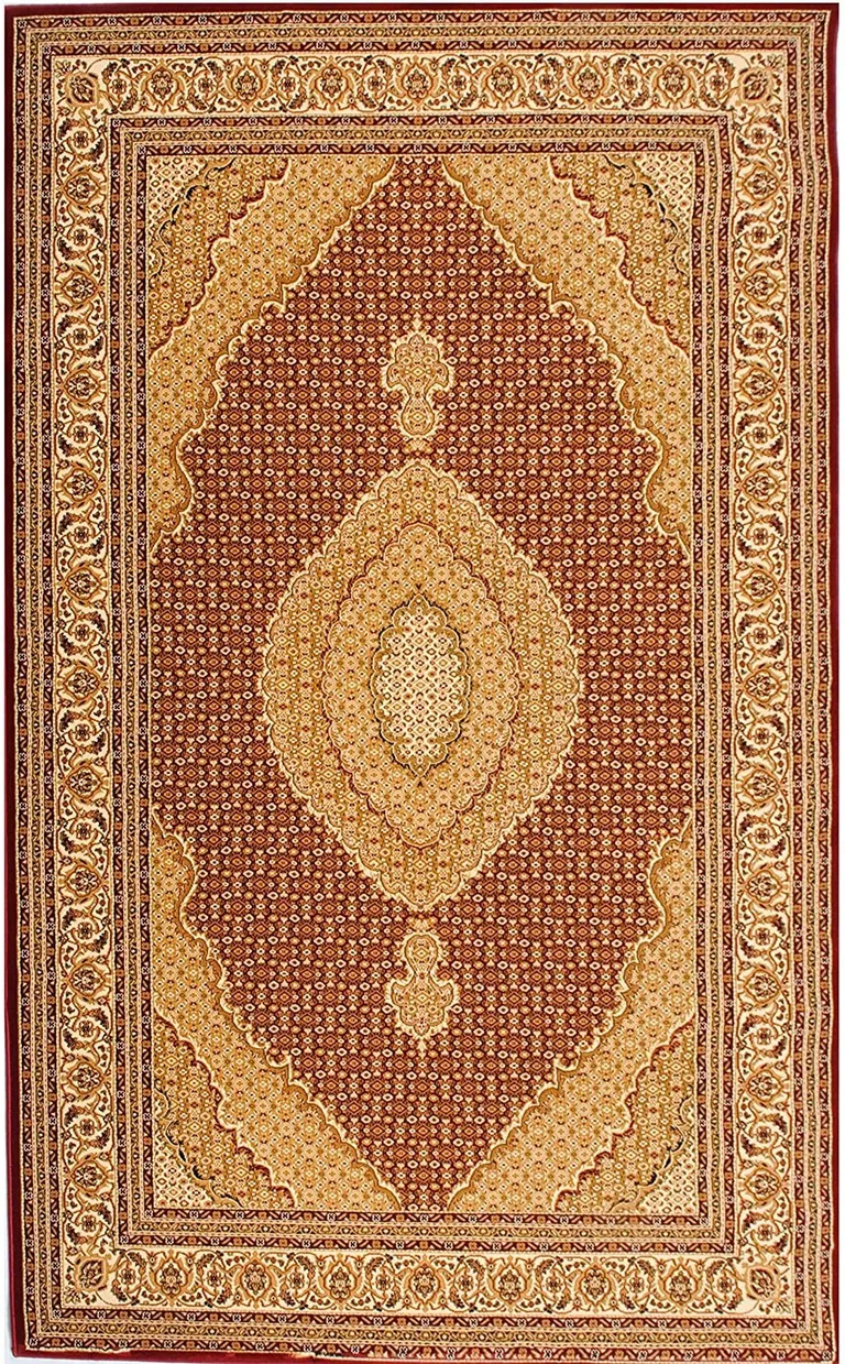 Red and Beige Medallion Area Rug Photo 4