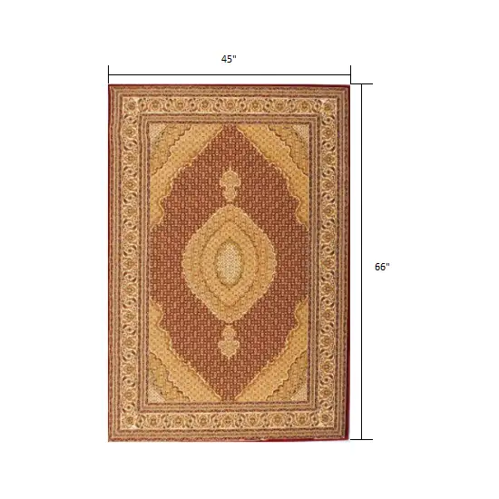 Red and Beige Medallion Area Rug Photo 3