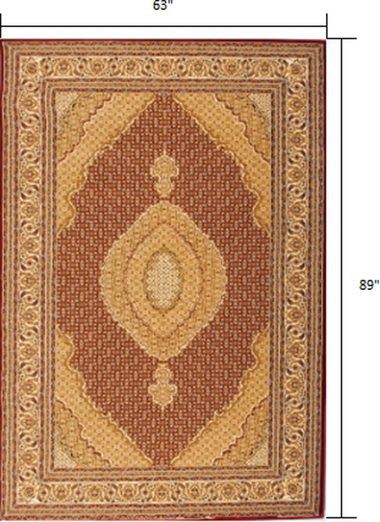 Red and Beige Medallion Area Rug Photo 3