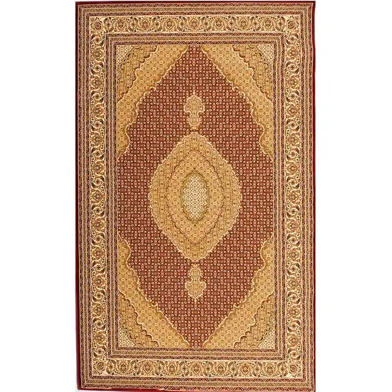 Red and Beige Medallion Area Rug Photo 5