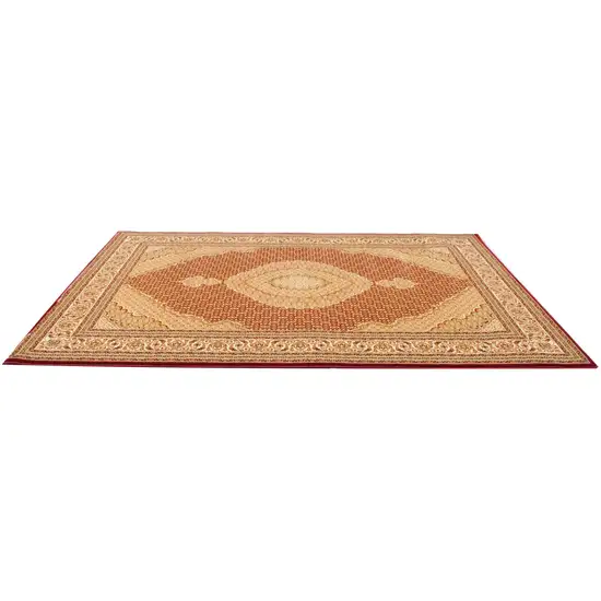 Red and Beige Medallion Area Rug Photo 6