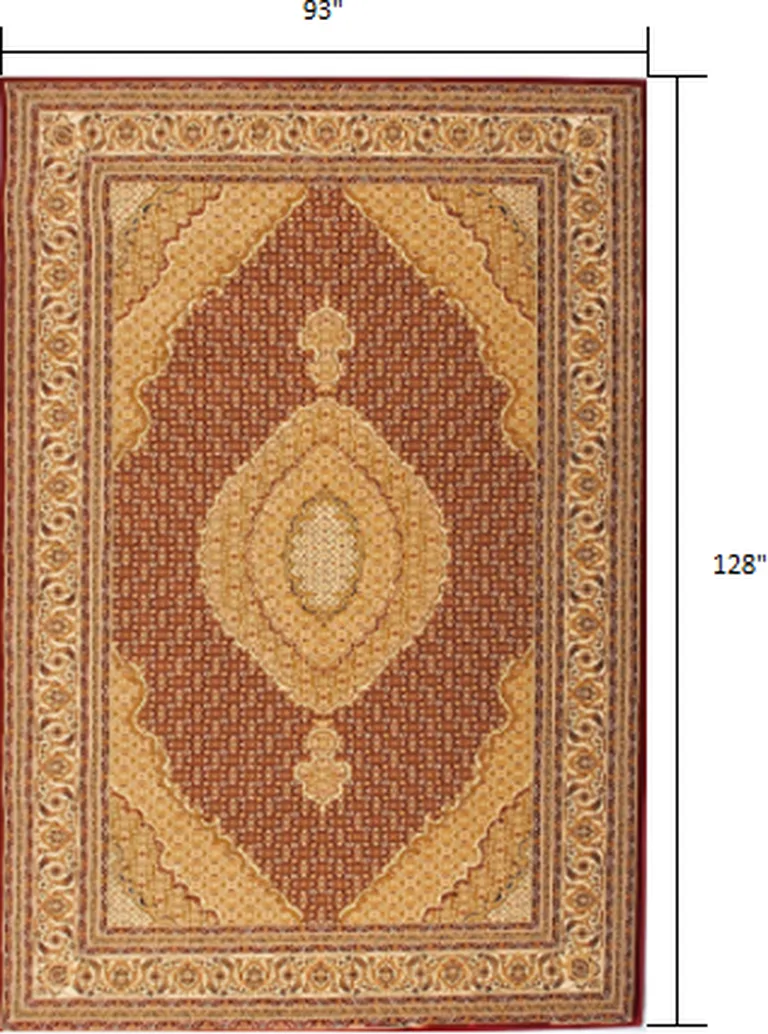 Red and Beige Medallion Area Rug Photo 3