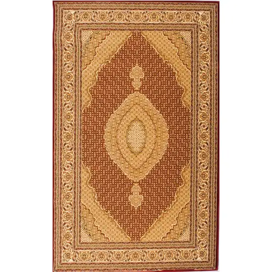 Red and Beige Medallion Runner Rug Photo 5