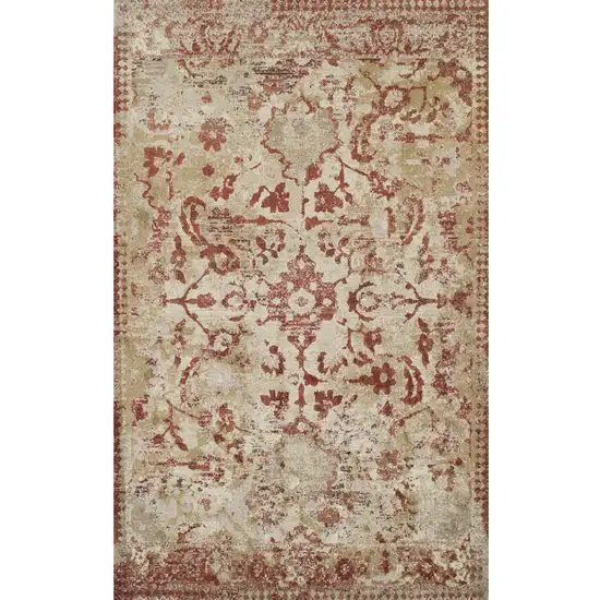 Red and Beige Oriental Area Rug Photo 1