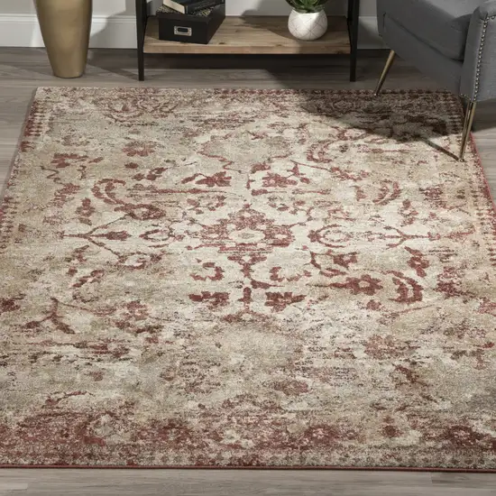 Red and Beige Oriental Area Rug Photo 8