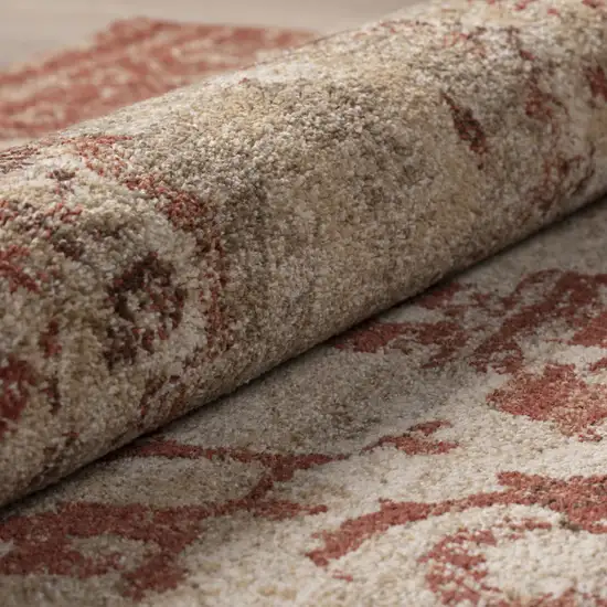 Red and Beige Oriental Area Rug Photo 3