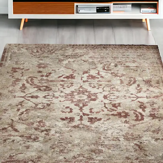 Red and Beige Oriental Area Rug Photo 1