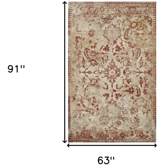 Red and Beige Oriental Area Rug Photo 9