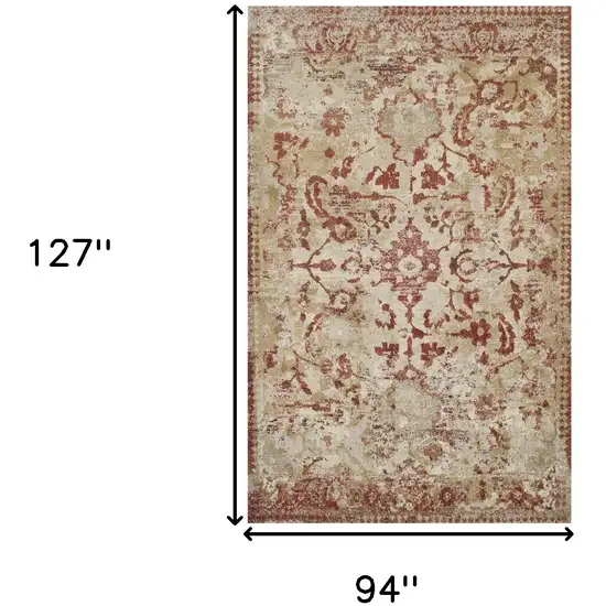 Red and Beige Oriental Area Rug Photo 9