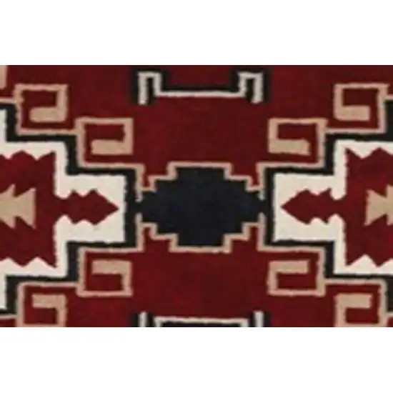 Red and Beige Southwestern Hand Tufted Non Skid Area Rug Photo 5