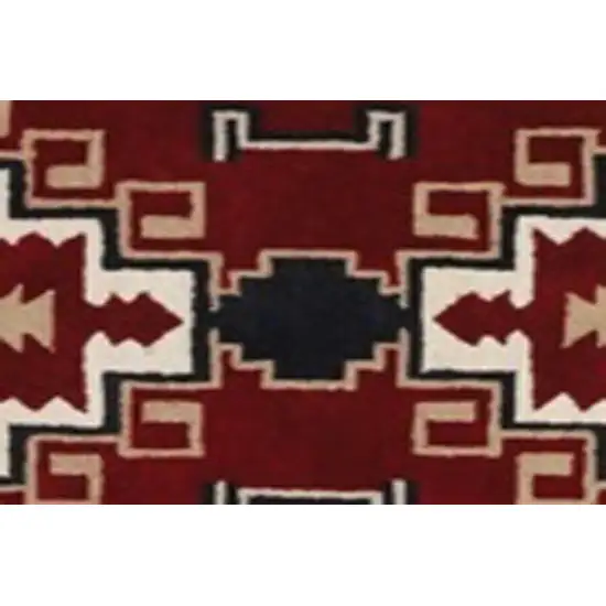 Red and Beige Southwestern Hand Tufted Non Skid Area Rug Photo 6