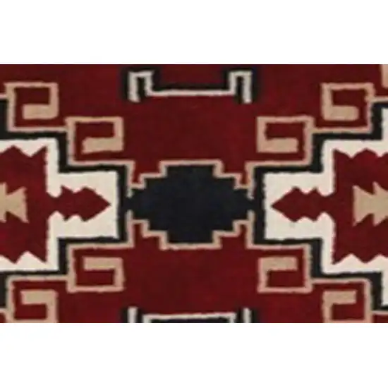 Red and Beige Southwestern Hand Tufted Non Skid Area Rug Photo 4