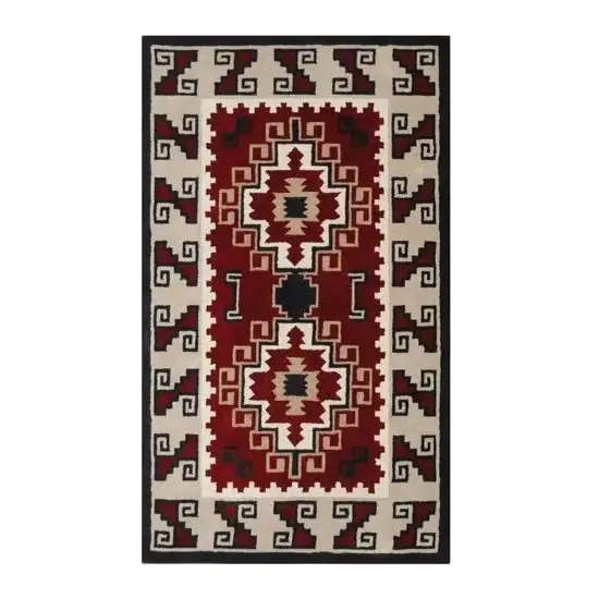 Red and Beige Southwestern Hand Tufted Non Skid Area Rug Photo 2