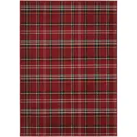 Photo of Red and Black Plaid Power Loom Area Rug