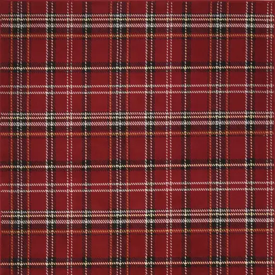 Red and Black Plaid Power Loom Area Rug Photo 8