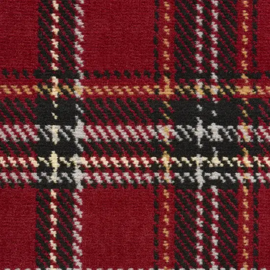 Red and Black Plaid Power Loom Area Rug Photo 4