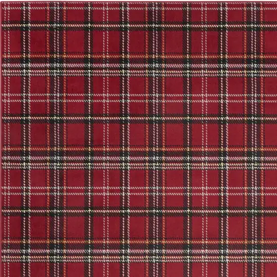 Red and Black Plaid Power Loom Area Rug Photo 7