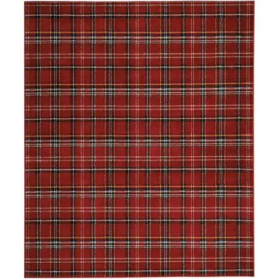 Red and Black Plaid Power Loom Area Rug Photo 2