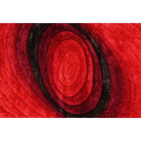 Red and Black Shag Hand Tufted Area Rug Photo 1