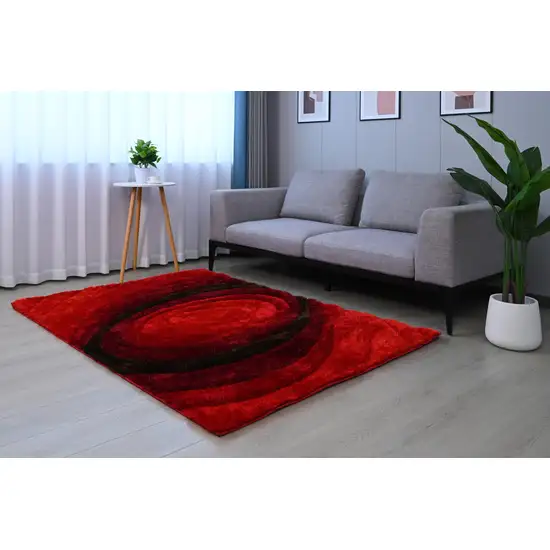 Red and Black Shag Hand Tufted Area Rug Photo 9