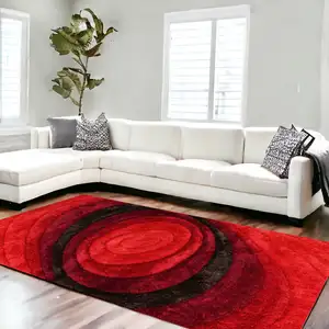 Photo of Red and Black Shag Hand Tufted Area Rug