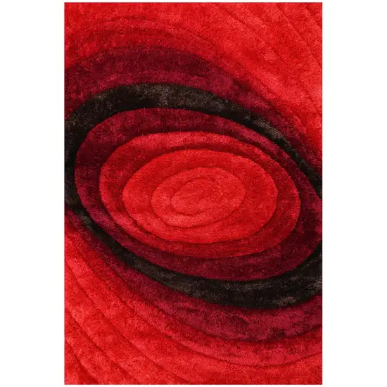 Red and Black Shag Hand Tufted Area Rug Photo 2