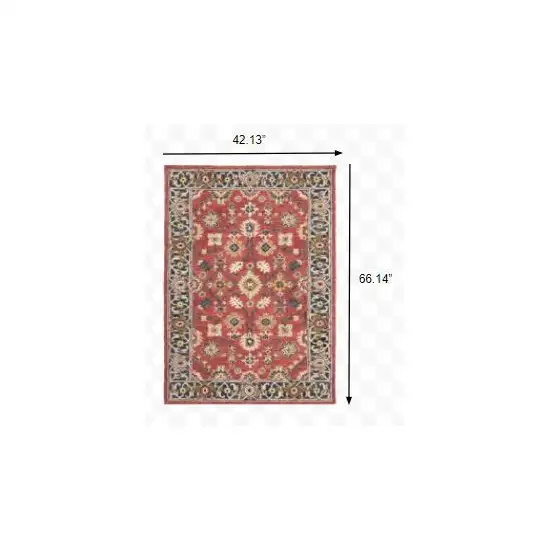 Red and Blue Bohemian Area Rug Photo 3