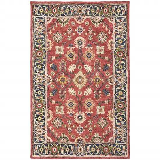 Red and Blue Bohemian Area Rug Photo 5