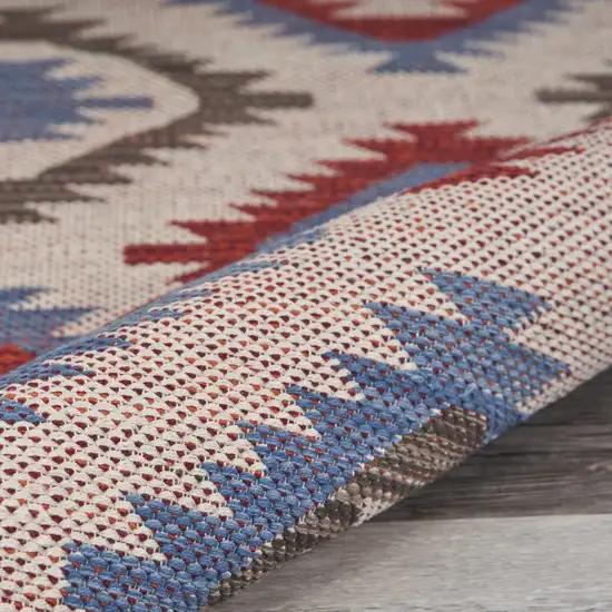 Red and Blue Geometric Diamonds Area Rug Photo 9