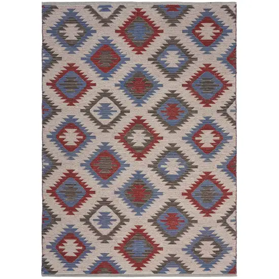 Red and Blue Geometric Diamonds Area Rug Photo 6