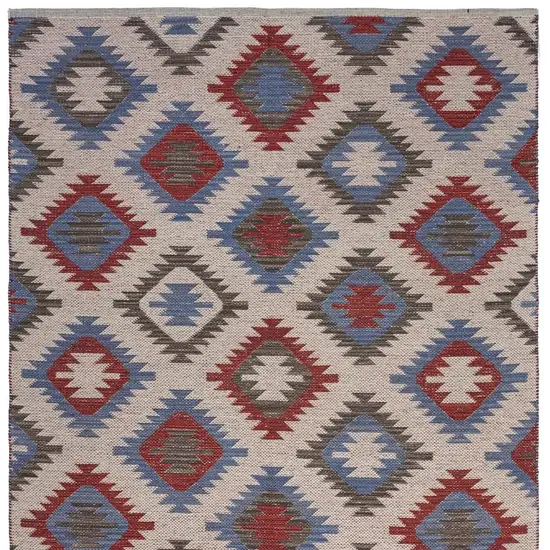 Red and Blue Geometric Diamonds Area Rug Photo 4