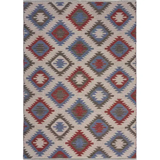 Red and Blue Geometric Diamonds Area Rug Photo 1