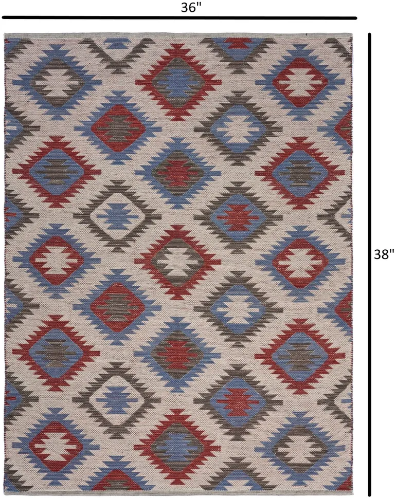 Red and Blue Geometric Diamonds Area Rug Photo 5