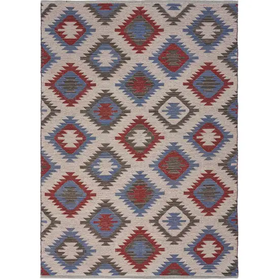 Red and Blue Geometric Diamonds Area Rug Photo 6