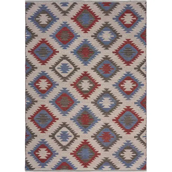 Red and Blue Geometric Diamonds Area Rug Photo 5