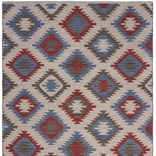 Red and Blue Geometric Diamonds Area Rug Photo 5