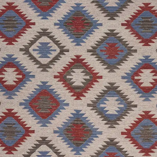 Red and Blue Geometric Diamonds Area Rug Photo 2